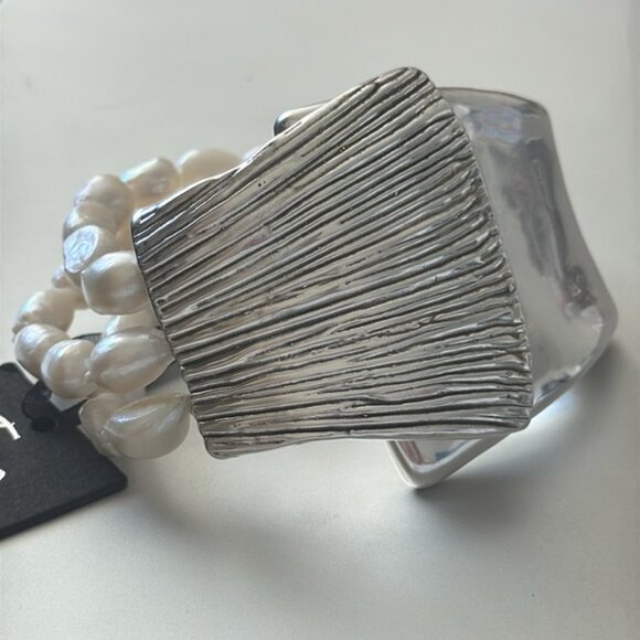 E&L 925 Sterling Silver Israel Fresh Water Pearl Electroform Magnetic Bracelet - Picture 14 of 14